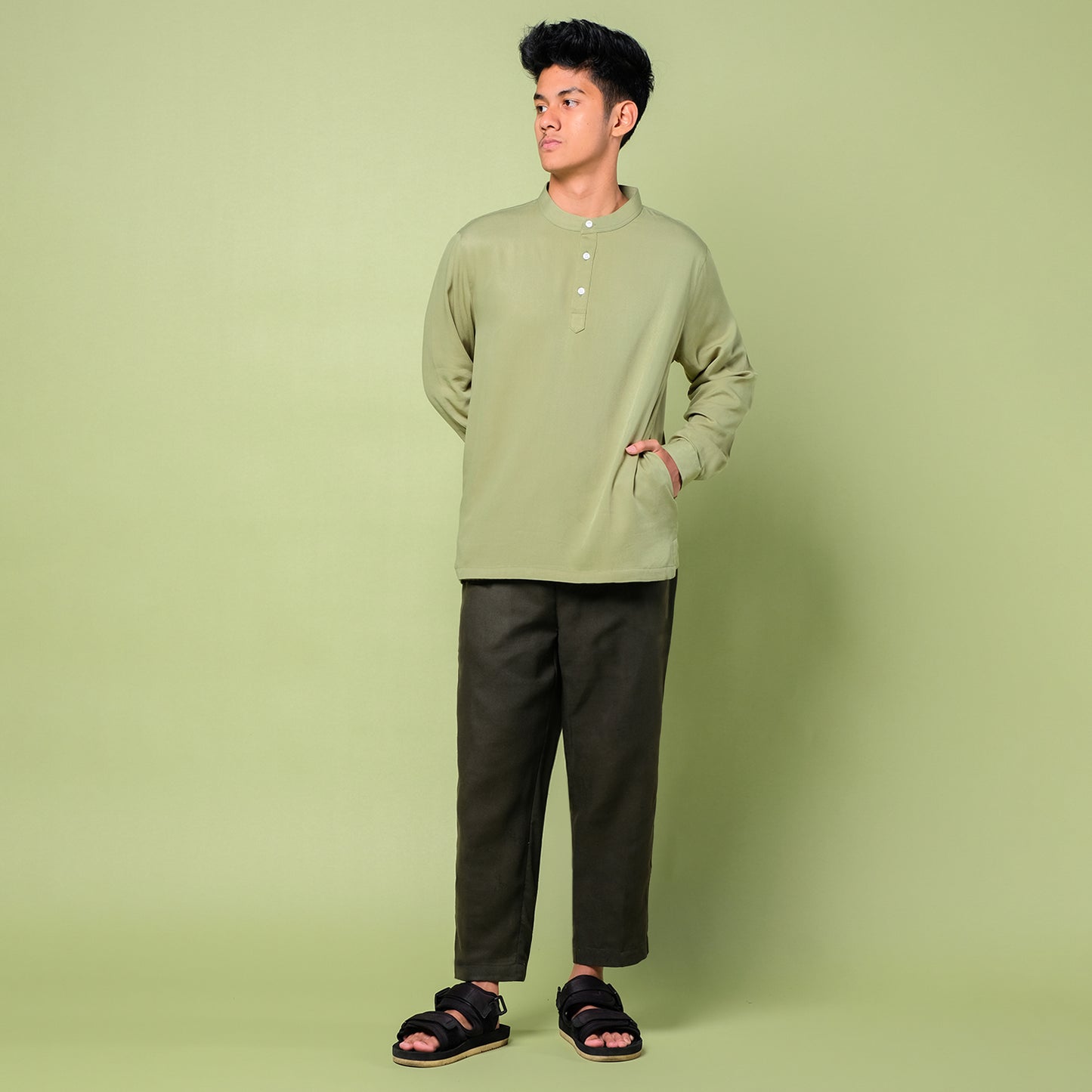 Jabir Quarter Shirt Sage Green