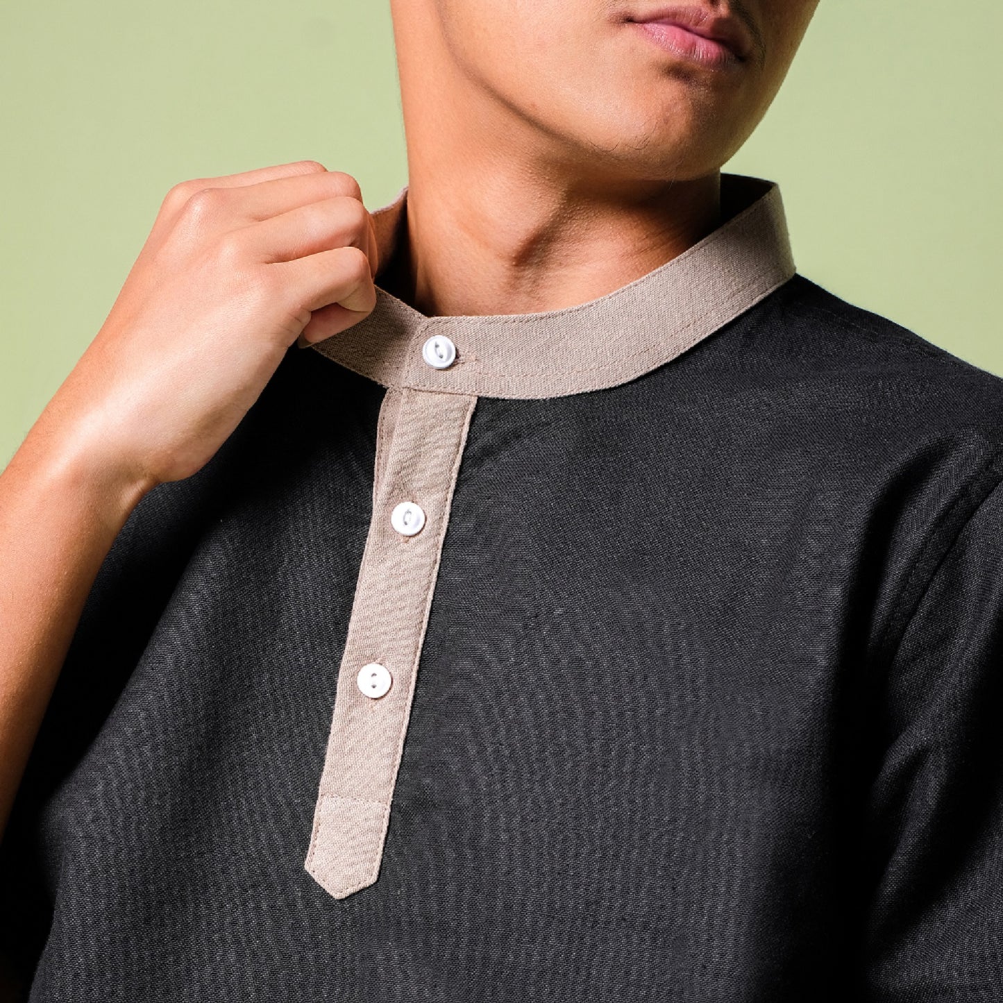 Nazeem Two-Tone Shirt Tan Black